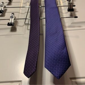 T.O. Fine Clothing Collection Deep Blue Textured Purple Accents Handmade Tie